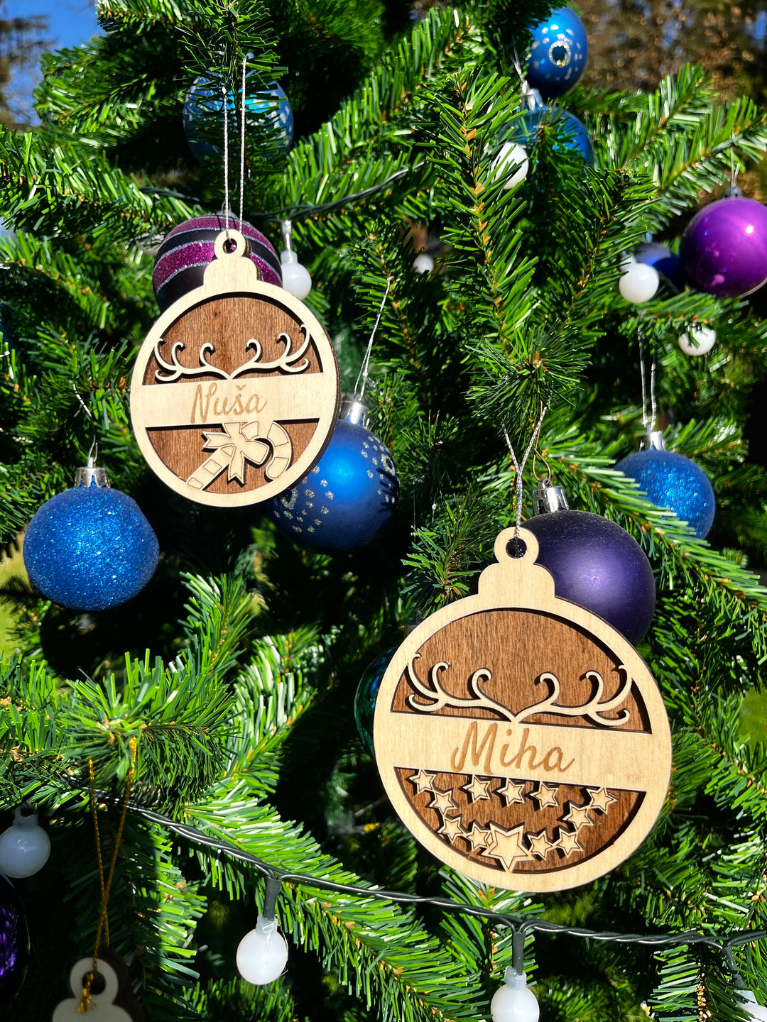 Čarobni leseni božični obesek z imenom