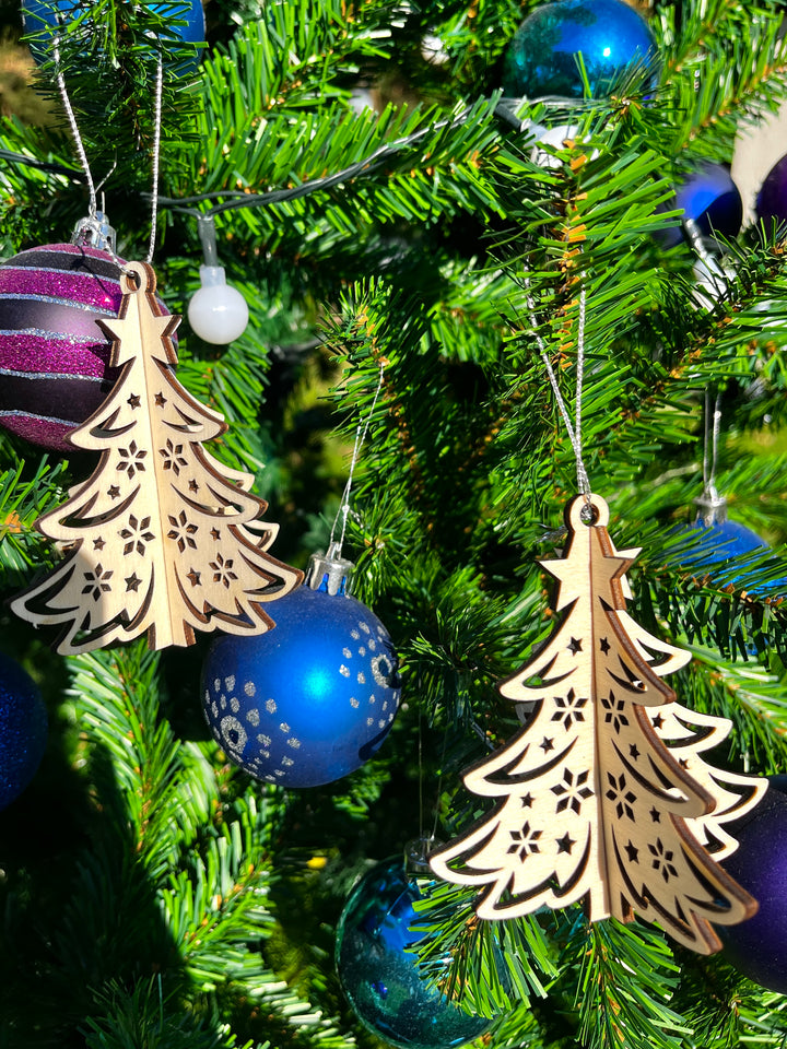 Leseni božični okraski smrečice – komplet 2 kosov