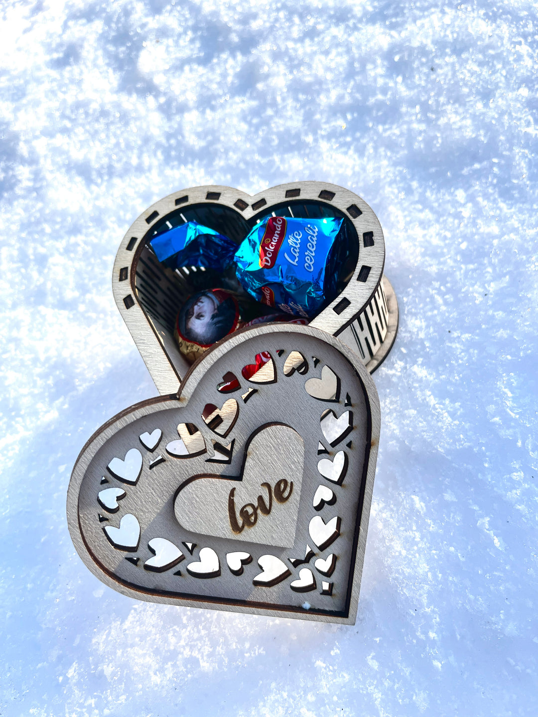 Lesena valentinova škatlica »Srce ljubezni«