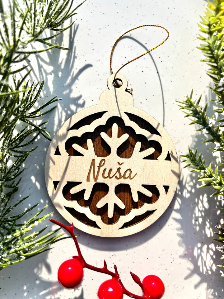 Čarobni leseni božični obesek z imenom