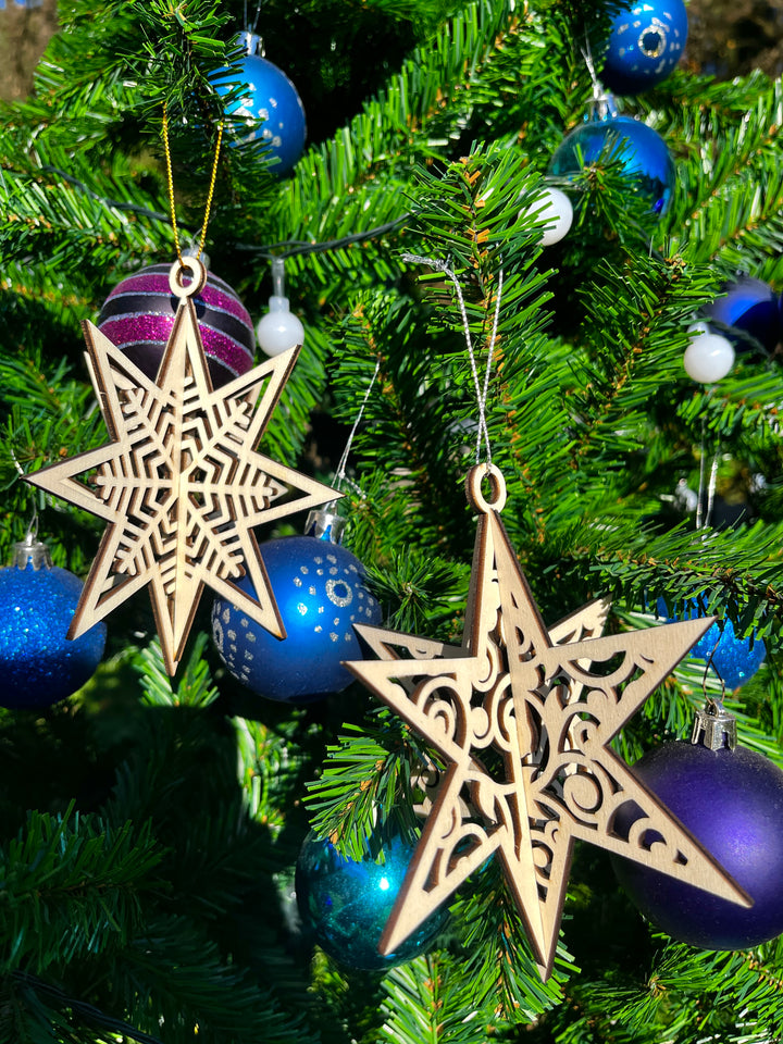 Lesene božične zvezde – komplet 6 različnih motivov