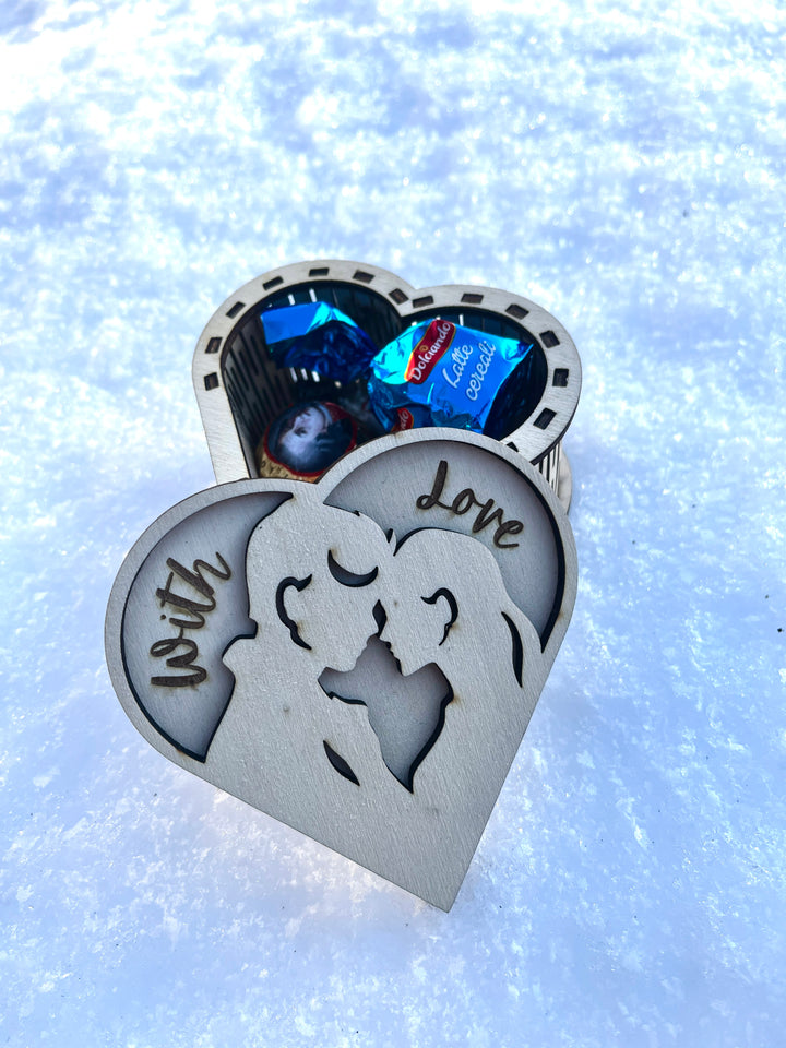 Lesena valentinova škatlica »Najina zgodba«