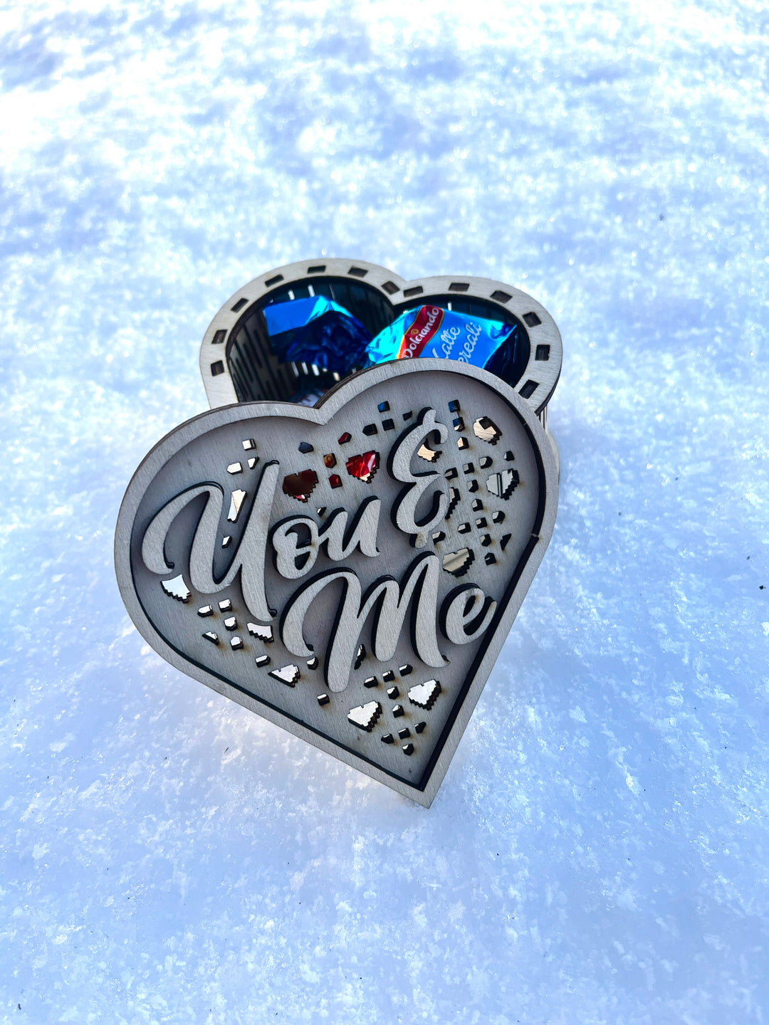 Lesena valentinova škatlica »Ti in jaz«