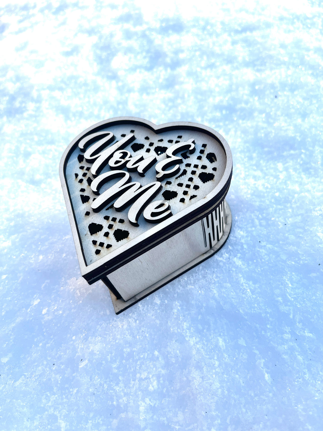 Lesena valentinova škatlica »Ti in jaz«